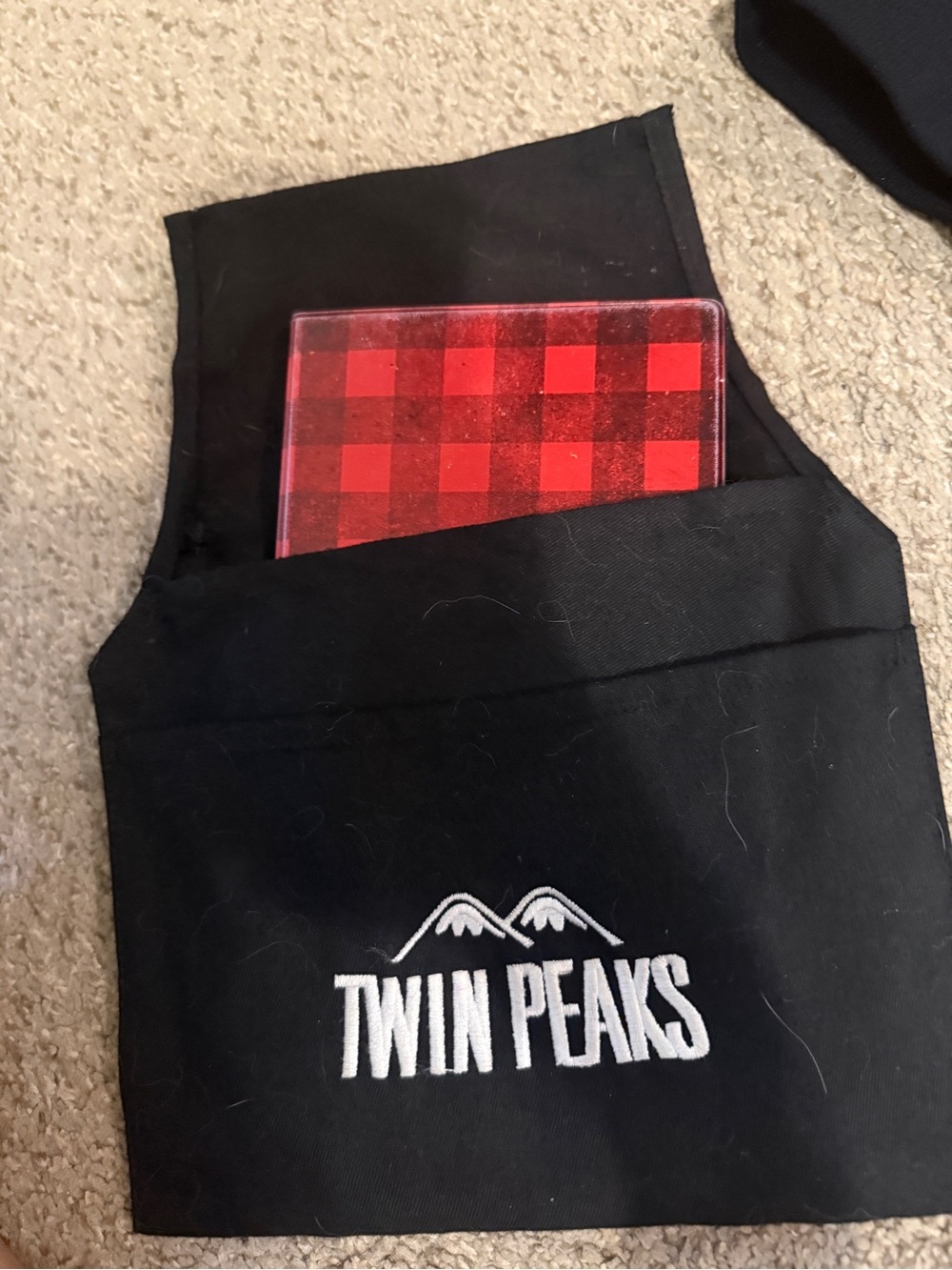 Twin Peaks Black Embroidered Server Apron with Pocket and server book